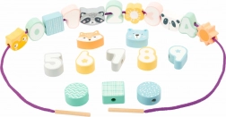 Mărgele din lemn de înșirat în culori pastel SMALL FOOT