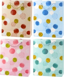 Pungă cadou pastelată cu puncte aurii