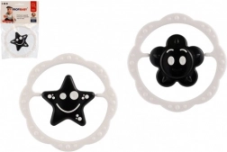 zornăitoare și inel de dentiție din plastic, 12 cm, alb-negru, de la 0 luni