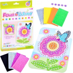 Mozaic floare cu fluturaș