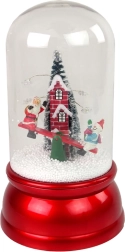 Glob de sticlă de Crăciun cu zăpadă și MOȘ CRĂCIUN, roșu, LED și muzică