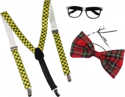 Set de carnaval: papion cu ochelari și bretele