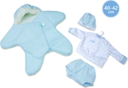 Hăinuțe pentru păpușă NEW BORN 40–42 cm – steluță din fleece, set din 3 piese