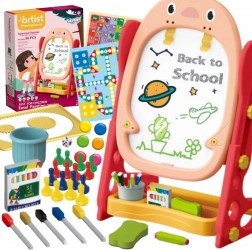 WOOPIE tablă magnetică dublă pentru desen și învățarea literelor și cifrelor, 56 piese