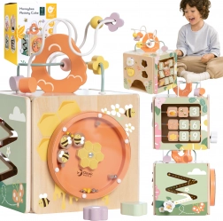 Cub educațional clasic din lemn 5 în 1