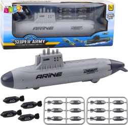Submarin gri cu torpile și mecanism 28 cm