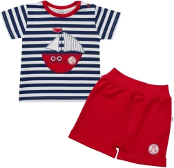 Set pentru bebeluși tricou și pantaloni scurți NEW BABY Marine