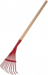 Greblă plană pentru copii cu coadă din lemn 80 cm – Roșu