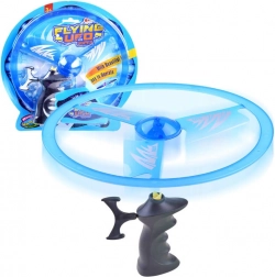 Disc zburător cu lansator și efect luminos – Albastru