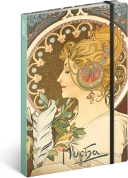 Notique bloc 13 x 21 cm Alfons Mucha Pero neliniat