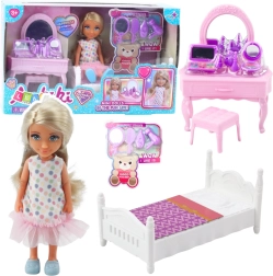 Laleka ANLILY cu pătuț și măsuță de toaletă