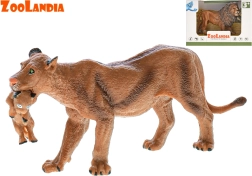 Figurină din plastic cu leu sau leoaică și pui ZOOLANDIA 13 cm