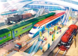 Puzzle cu gară, 100 de piese