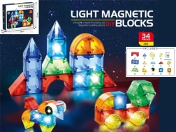 Set de construcție magnetică luminoasă, 32 piese
