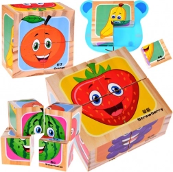Cuburi din lemn – puzzle cu fructe