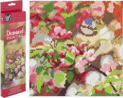 pictură cu diamante pițigoi pe ramură 30 × 30 cm