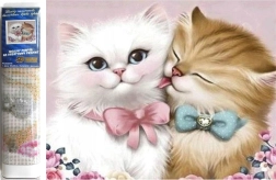 pictură cu diamante pisici îndrăgostite 30 × 40 cm