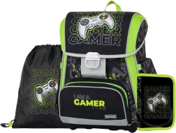 Set școlar Premium Gamer – ghiozdan tip servietă, săculeț și penar