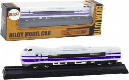 Model de tren metalic de colecție 1:48 alb‑violet