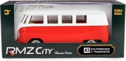 Model metalic Volkswagen T1 Samba 1:32 – roșu‑alb
