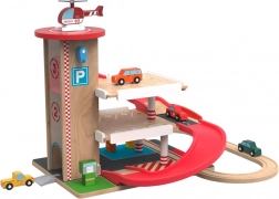 Garaj din lemn cu pistă de tren 2Kids Toys