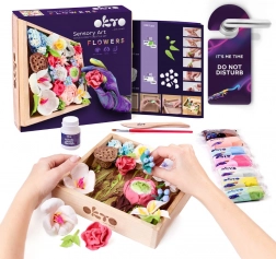 Set creativ modelaj flori cu ramă din lemn 21x21 cm