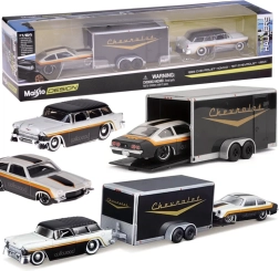 Mașini metalice Maisto Chevrolet Nomad 1955 și Chevrolet Vega 1971 cu remorcă