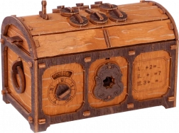Cutia Cu Comoara Escape Room puzzle 3D din lemn