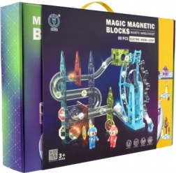 Pistă magnetică cu bile, 80 de piese, cu lumină și muzică