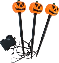 Țepușă LED de grădină dovleci Halloween, set 3 buc, 30 cm