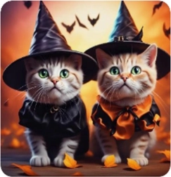 Pictură cu diamante Halloween pisicesc 30 × 40 cm