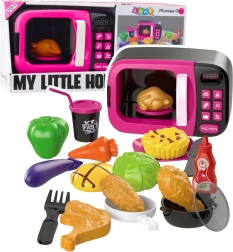 Cuptor cu microunde pentru copii cu accesorii, lumini și sunete – roz