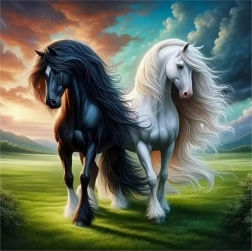 Pictură cu diamante alb-negru 30 × 40 cm