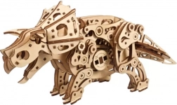 Ugears puzzle 3D mecanic din lemn TRICERATOPS cu mecanism cu elastic