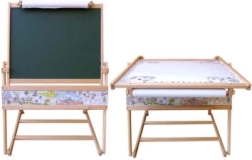 Tabelă din lemn dublă față cu măsuță 2‑în‑1 pentru copii