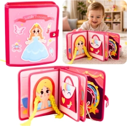 Carte senzorială din material textil Mica prințesă – roz