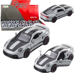 Mașină sport metalică GTRS 1:43 cu mecanism pull-back și uși deschise – gri