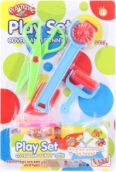 Set de modelaj pentru copii cu rotiță, foarfece și sucitor