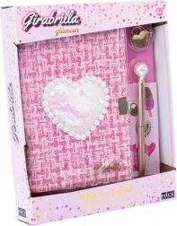 Jurnal din tweed cu inimă din paiete