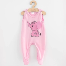 Salopetă pentru bebeluși din bumbac New Baby Happy Elephant roz
