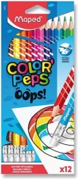 Creioane colorate Maped Color'Peps Oops cu radieră 12 buc