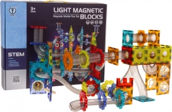 Set de construcție magnetic luminat pistă de bile 228 piese
