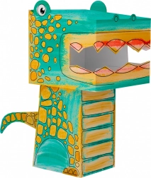 Puzzle 3D din hârtie de colorat – pisică – Tyranozaur