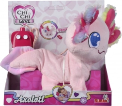 Axolotl interactiv de pluș CHI CHI LOVE 20 cm cu telecomandă pe cablu