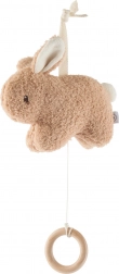 Jucărie muzicală suspendată iepuraș cu inel din lemn