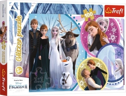 Puzzle cu 100 de piese cu sclipici – DISNEY FROZEN 2: În lumina iubirii