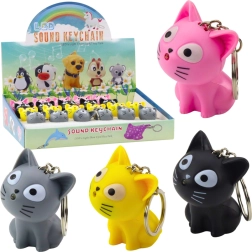 Breloc pisicuță cu lanternă LED și sunet, mix de culori