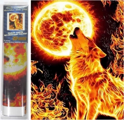 Pictură cu diamante Lună Plină de Foc 30x40 cm