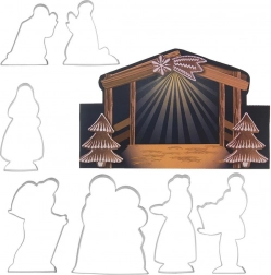 Set de forme din inox pentru biscuiți Crăciun – scenă a Nașterii, 7 buc