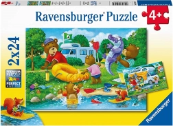 Puzzle Familia de urși la camping 2×24 piese RAVENSBURGER